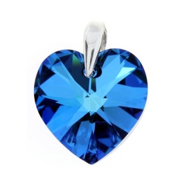 Naneth Prívesok srdce s modrým kryštálom Swarovski Heart Bermuda Blue 18 mm