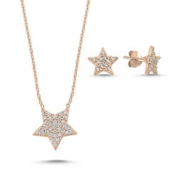 Naneth Strieborný set STAR hviezdičky - pozlátený ružovým zlatom