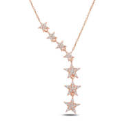 Naneth Strieborný náhrdelník STAR Crystal, pozlátený ružovým zlatom