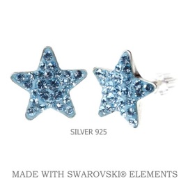 Levien Náušnice Swarovski hviezdičky modré Aquamarine