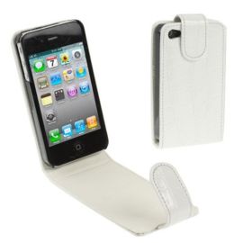 König Design Puzdro Flip Croco pre mobilný telefón Apple iPhone 4 / 4s white