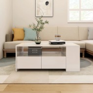 vidaXL Konferenčný stolík lesklý biely 102x55x42 cm spracované drevo - cena, porovnanie