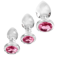 Adam & Eve Pink Gem Glass Plug Set - cena, porovnanie