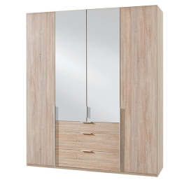 Skříň Moritz - 180/236/58 cm (dub, zrcadlo)