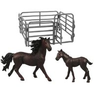 Rappa Sada 2ks hnedých koní s čiernou hrivou s ohradou - cena, porovnanie