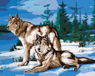 Zuty Pár vlkov pri lese, 80x100cm bez rámu a bez napnutia plátna - cena, porovnanie