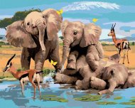 Zuty Maľovanie podľa čísel Veselé slony a gazely pri vode (Howard Robinson), 40x50cm bez rámu a bez napnutia plátna - cena, porovnanie