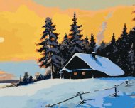 Zuty Zrub v zimnom lese a západ slnka, 40x50cm plátno napnuté na rám - cena, porovnanie