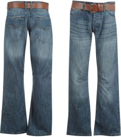 Lee Cooper PU Belted Jeans