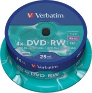 Verbatim 43639 DVD-RW 4.7GB 25ks - cena, porovnanie
