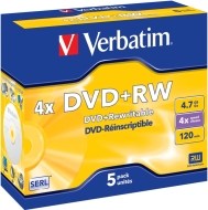 Verbatim 43229 DVD+RW 4.7GB 5ks - cena, porovnanie