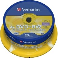 Verbatim 43489 DVD+RW 4.7GB 25ks - cena, porovnanie