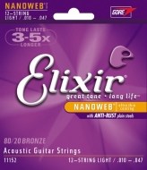 Elixir Acoustic Nanoweb 80/20 Bronze 12-String Extra Light - cena, porovnanie
