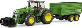 Bruder Traktor John Deere 7930 + nakladač + vlečka 03055