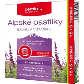 Cemio Alpské pastilky Šalvia + Vitamín C 20tbl