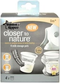 Tommee Tippee Closer to Nature Milk Storage Pots 4ks