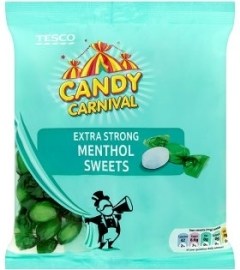 Tesco Candy Carnival Mentolové cukríky extra silné 300g