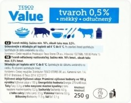 Tesco Value Tvaroh 0,5% odtučnený 250g