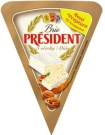 Lactalis Président Brie mäkký vysokotučný zrejúci syr s bielou plesňou na povrchu s orechami 125g
