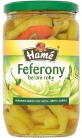 Hame Sterilizované feferóny baranie rohy v sladkokyslom náleve s cukrom a sladidlami 620g