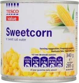 Tesco Value Kukurica v sladkoslanom náleve 340g