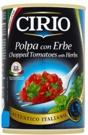 Conserve Italia Cirio Lúpané krájané paradajky v paradajkovej šťave s bylinkami 400g