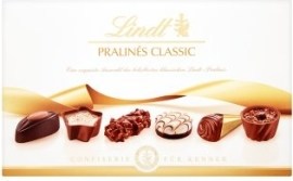 Lindt & Sprüngli Pralinés classic zmes čokoládových bonbónov čiastočne plnených z mliečnej čokolády 200g