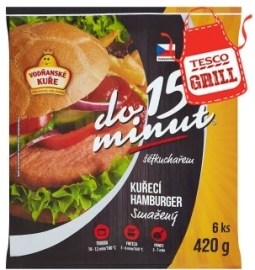 Vodňanská Drůbež Vodňanské Kuře Vyprážaný kurací hamburger 420g