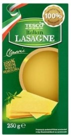 Tesco Lasagne sušené bezvaječné semolinové cestoviny 250g