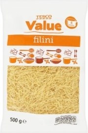 Tesco Value Filini polievkové rezance pšeničné bezvaječné 500g