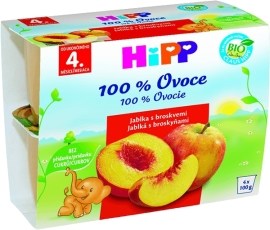 Hipp Bio jablká s broskyňami ovocný príkrm 4x100g