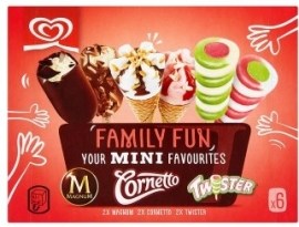 Unilever Algida Family fun 2xmagnum 2xcornetto 2xtwister 250g