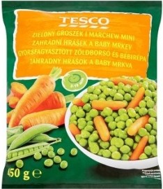 Tesco Záhradný hrášok a baby mrkva 450g