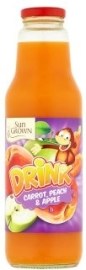 Tesco Sun Grown Zeleninovo-ovocný nápoj z mrkvovej šťavy, broskyňového a jablkového pretlaku 0.75l
