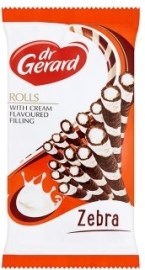 Dr Gerard Rolls zebra oblátkové kakaové trubičky plnené smotanovým krémom 160g