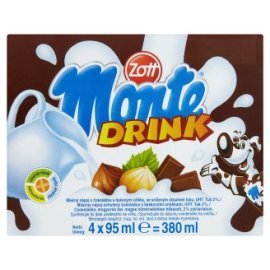 Tesco Zott Monte Mliečny nápoj ochutený čokoládou s lieskovými orieškami 4x95ml