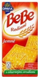 Mondelez Opavia BeBe Rodinné jemné sušienky s maslovou a vanilkovou príchuťou s celozrnnými cereáliami 130g