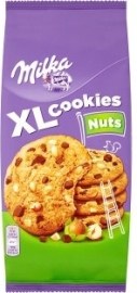 Mondelez Milka XL Cookies sušienky s kúskami čokolády a lieskovými orechmi 184g