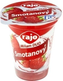 Rajo Mňam Duo Smotanový jogurt jahodový s kúskami jahôd 145g