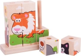 Bigjigs Toys Nasadzovacie kocky zvieratka