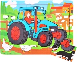 Bigjigs Toys Puzzle Traktor - 9 dielikov