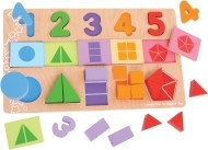 Bigjigs Toys Veľká doska s vkladaním - Čísla, farby, tvary - cena, porovnanie