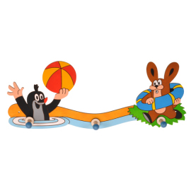 DoDo Drevený 3 vešiačik - Krtko a zajac pri vode