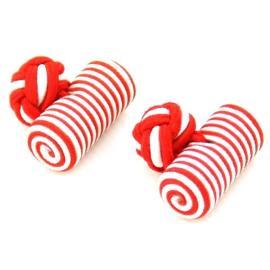 Manžetové gombíky elastické červeno bielo E001