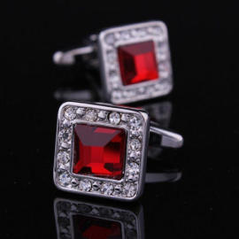 Manžetové gombíky rudý kryštál 0325