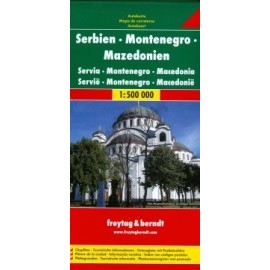 Srbsko, Macedónsko, Čierna Hora mapa 1:500 000