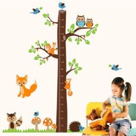 Zooyoo Detská nálepka na stenu Meter strom so Zvieratkami