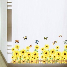 Zooyoo Nálepka na stenu Žltý Plot s Kvetmi