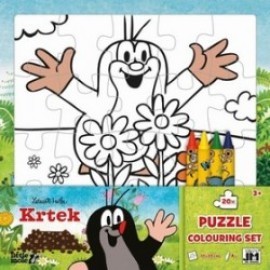 Omalovánkové puzzle s voskovkami Krtek