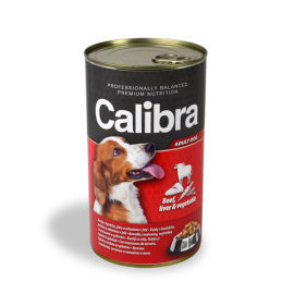 Calibra Dog konzerva hovädzie + pečeň + zelenina v želé 1240g
